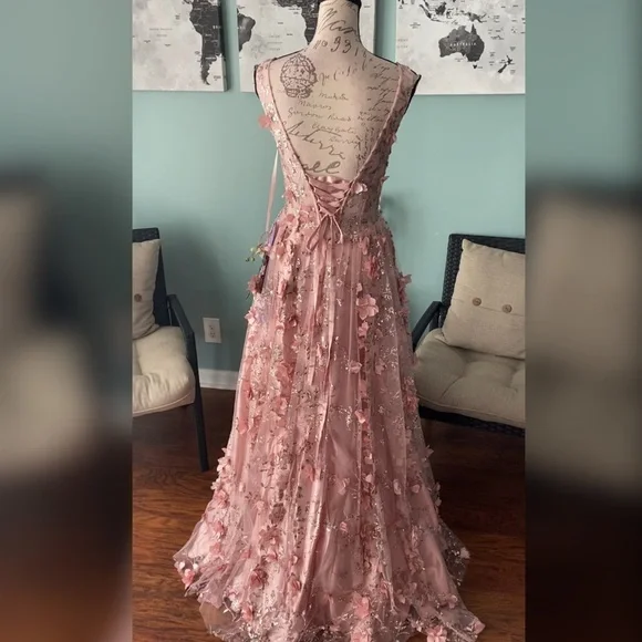 SOLD OUT Blush sparkly a line prom dress, ball gown or non traditional - Picture 4 of 5